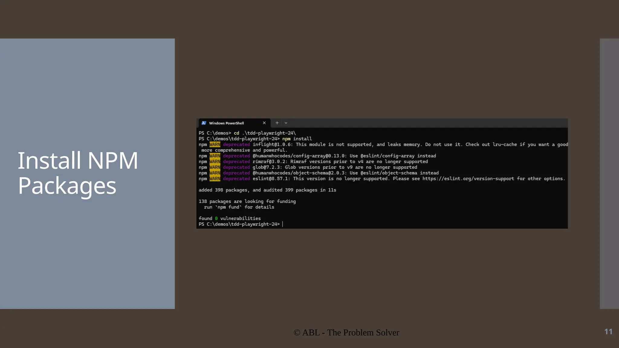 © ABL - The Problem Solver 11 Install NPM Packages 