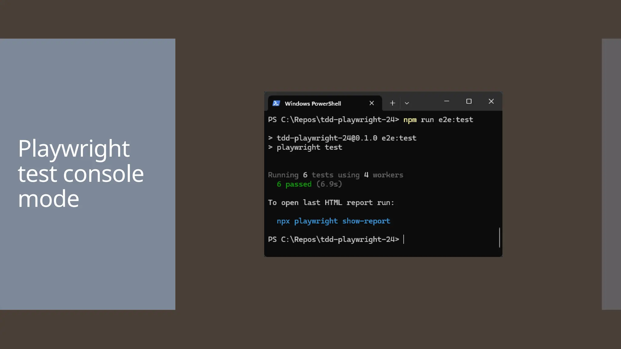 Playwright test console mode 