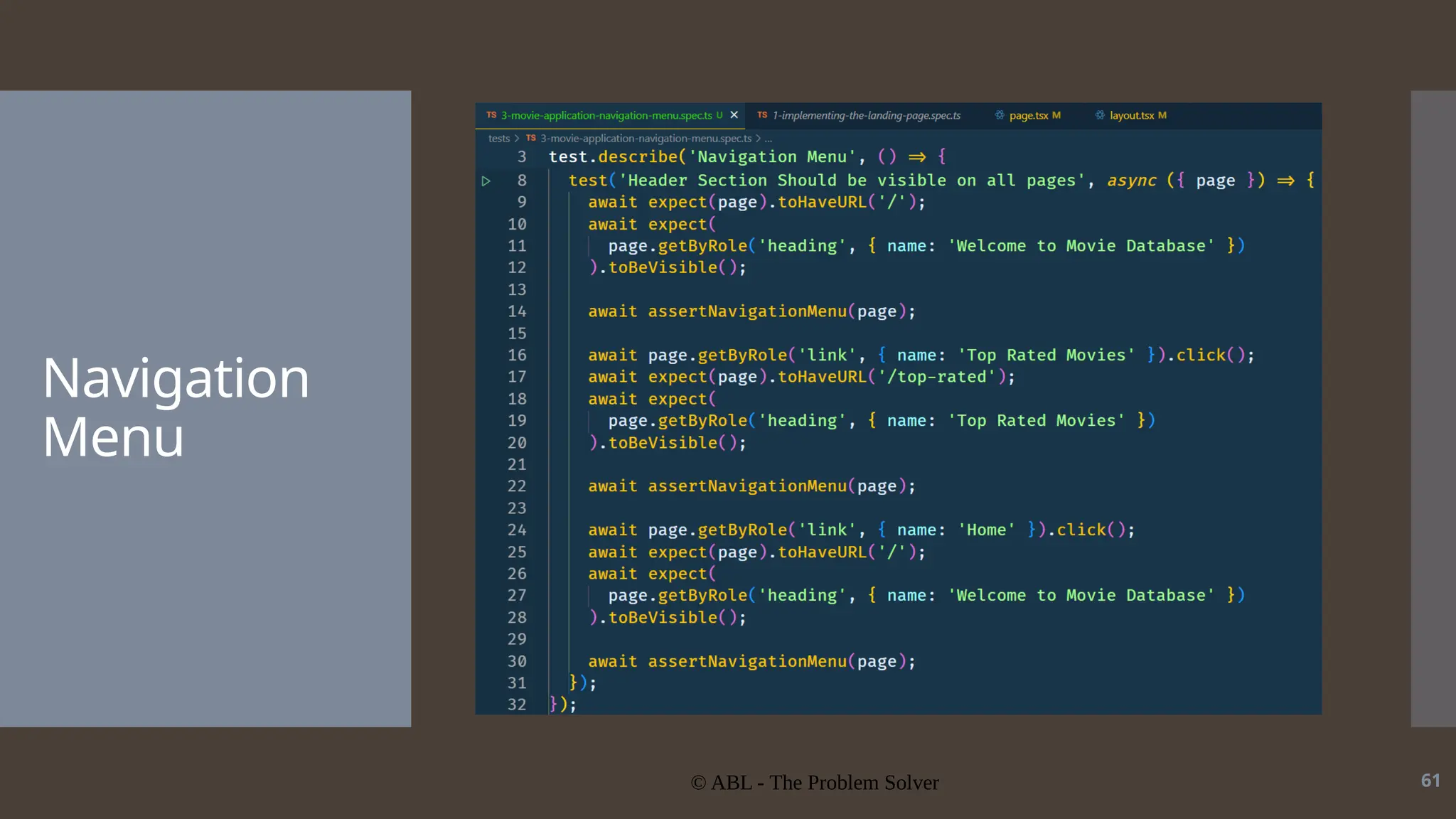 © ABL - The Problem Solver 61 Navigation Menu 
