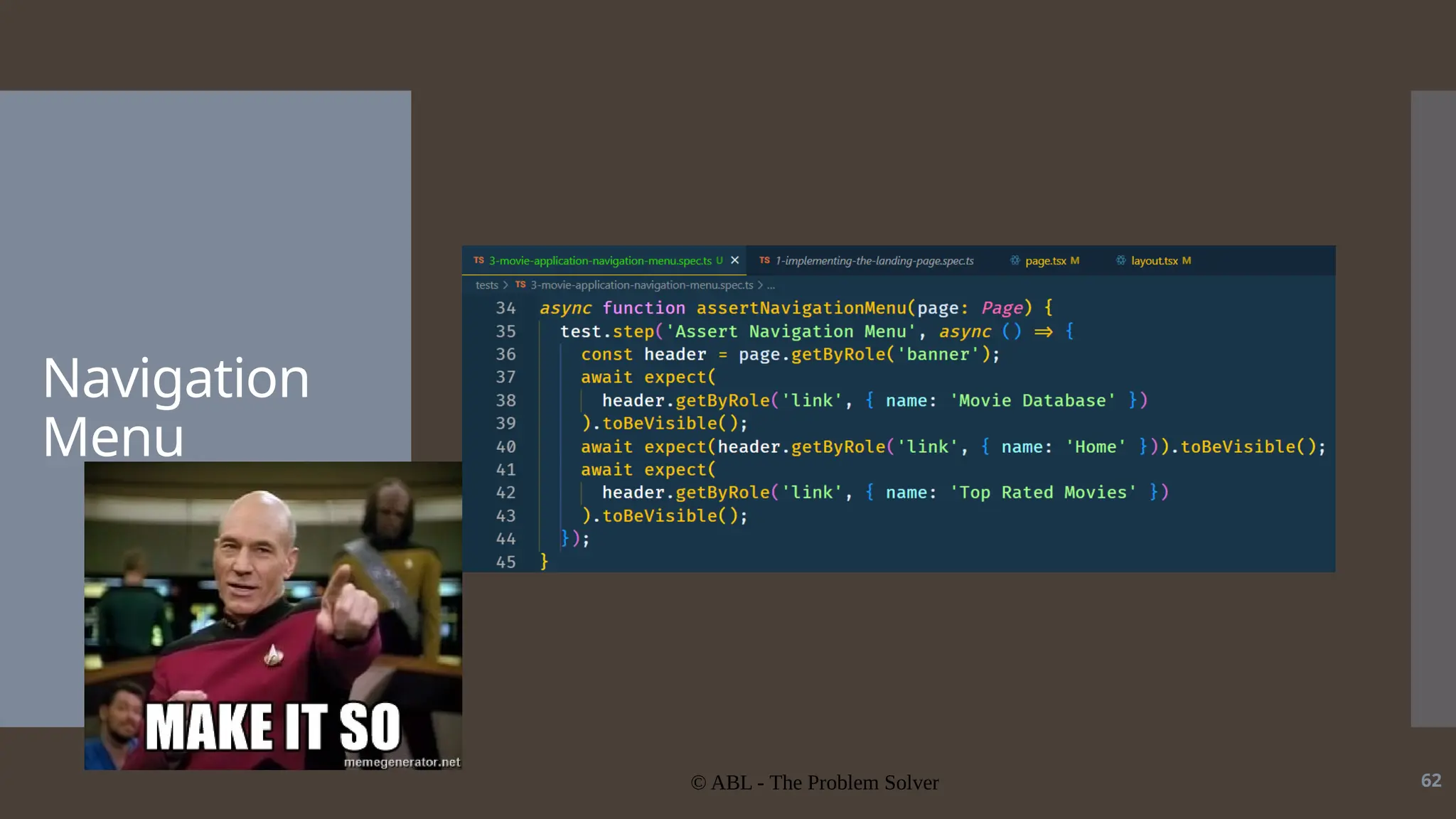 © ABL - The Problem Solver 62 Navigation Menu 