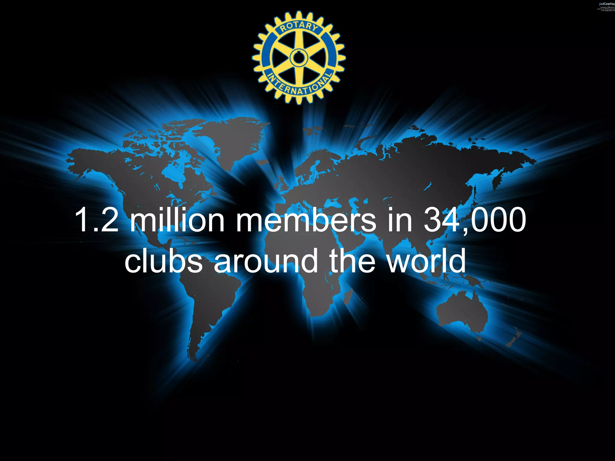 1.2 million members in 34,000
clubs around the world
 