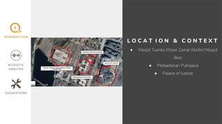 L O C A T I O N & C O N T E X T
● Masjid Tuanku Mizan Zainal Abidin/ Masjid
Besi
● Perbadanan Putrajaya
● Palace of Justice
 