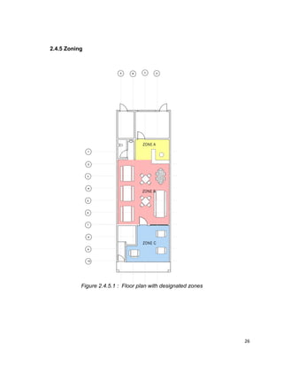 26
2.4.5 Zoning
Figure 2.4.5.1 : Floor plan with designated zones
 