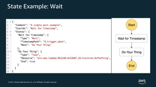 © 2017, Amazon Web Services, Inc. or its Affiliates. All rights reserved.
State Example: Wait
 