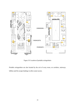 18
Figure 10: Location of portable extinguishers
Portable extinguishers are also located by the exit of every room, on corridors, stairways,
lobbies and fire escape landings to allow easier access.
 