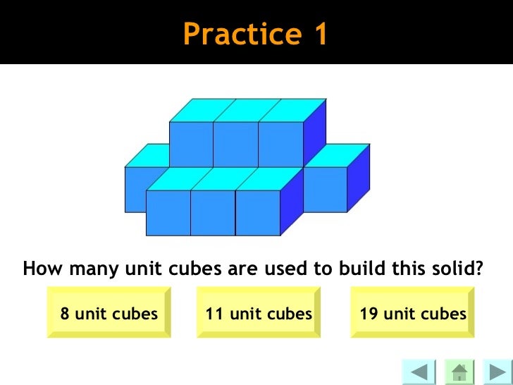 Building solids using unit cubes
