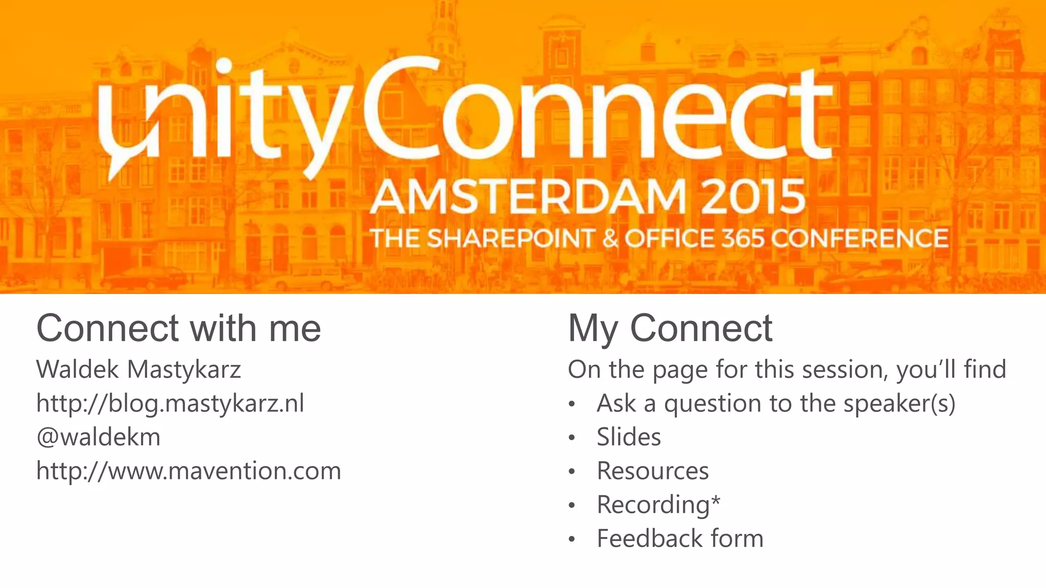 Building solutions with the Office Graph (Unity Connect Amsterdam 2015)
