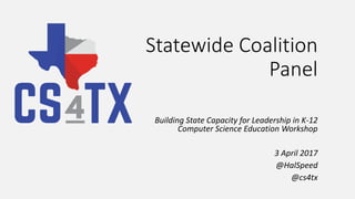 Statewide Coalition
Panel
Building State Capacity for Leadership in K-12
Computer Science Education Workshop
3 April 2017
...