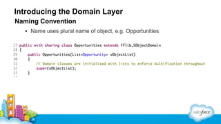 Introducing the Domain Layer
Naming Convention
▪ Name uses plural name of object, e.g. Opportunities

 