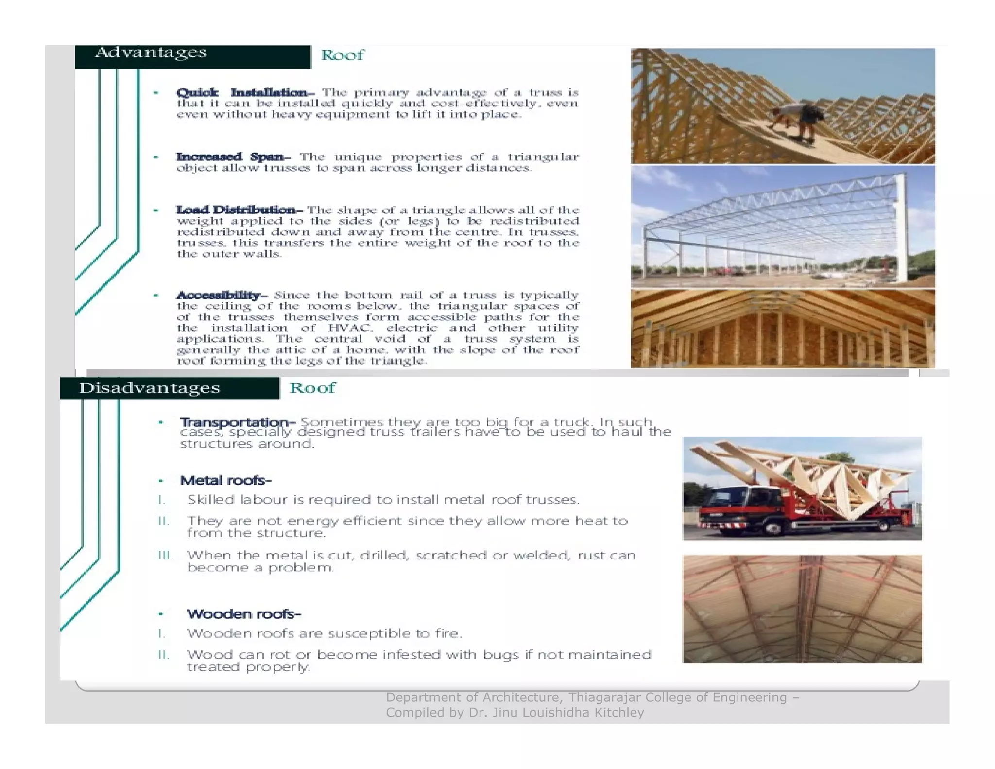 TRUSSESTRUSSES
Department of Architecture, Thiagarajar College of Engineering –
Compiled by Dr. Jinu Louishidha Kitchley
 