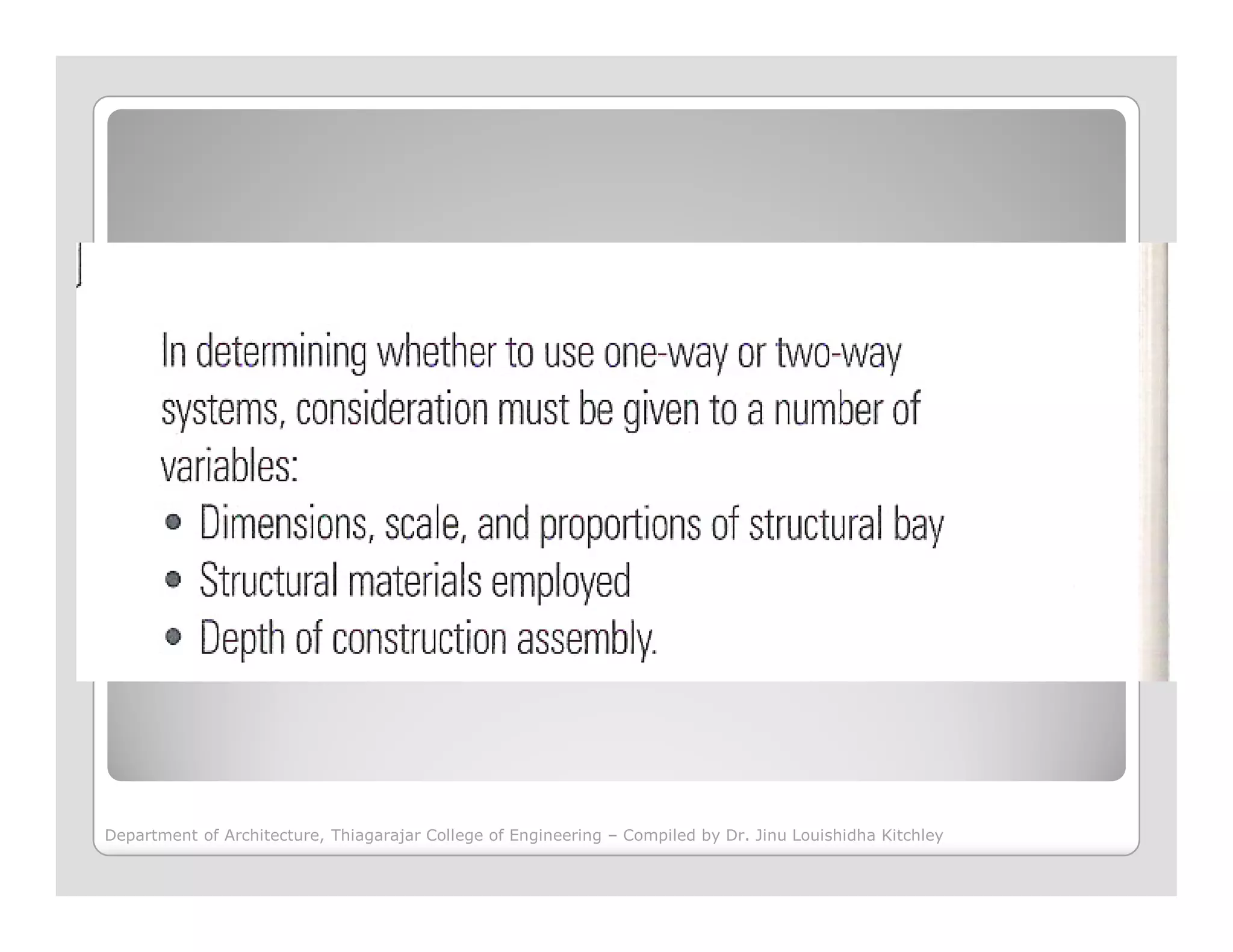 Department of Architecture, Thiagarajar College of Engineering – Compiled by Dr. Jinu Louishidha Kitchley
 