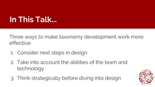 Building taxonomies  lessons learned 