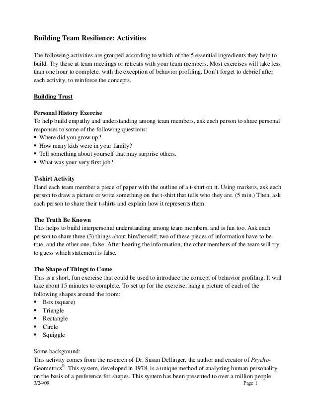 building team resilience activities