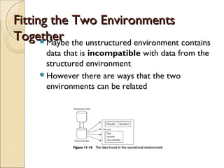 Fitting the Two Environments
Together the unstructured environment contains
      Maybe
       data that is incompatible with data from the
       structured environment
      However there are ways that the two
       environments can be related
 