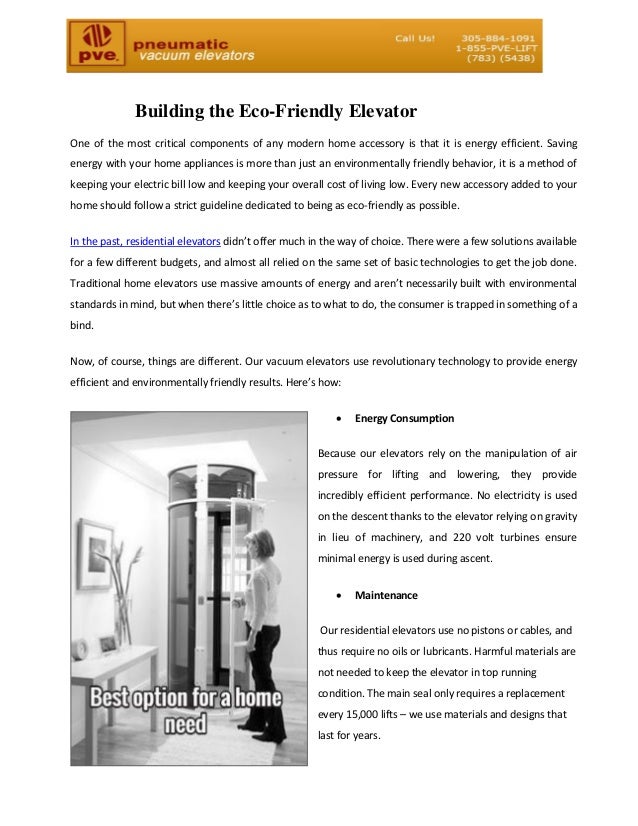 Building the EcoFriendly Elevator