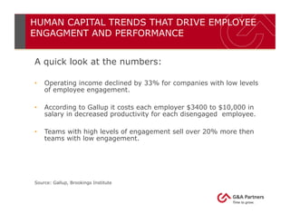 HUMAN CAPITAL TRENDS THAT DRIVE EMPLOYEE
ENGAGMENT AND PERFORMANCE
A quick look at the numbers:
•  Operating income declin...