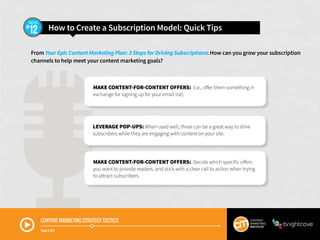 CONTENT MARKETING STRATEGY TACTICS
Track 9 of 9
From Your Epic Content Marketing Plan: 3 Steps for Driving Subscriptions: ...