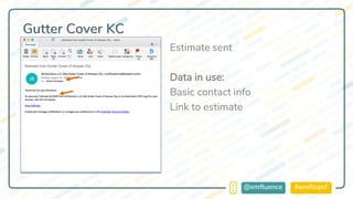 #emflconf@emfluence
Gutter Cover KC
Estimate sent
Data in use:
Basic contact info
Link to estimate
 