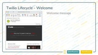 #emflconf@emfluence
Twilio Lifecycle - Welcome
Welcome message
 