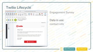 #emflconf@emfluence
Twilio Lifecycle
Engagement Survey
Data in use:
contact info
 