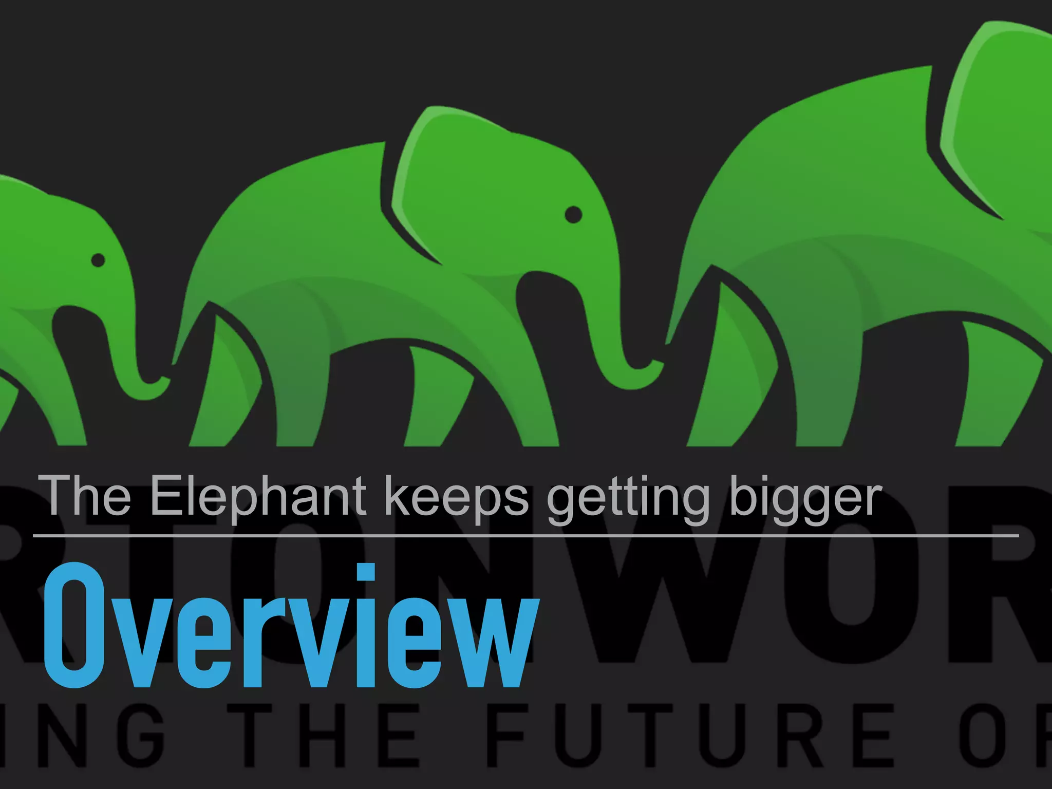 Overview
The Elephant keeps getting bigger
 