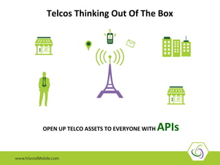 Telcos 
Thinking 
Out 
Of 
The 
Box 
OPEN 
UP 
TELCO 
ASSETS 
TO 
EVERYONE 
WITH 
APIs 
 