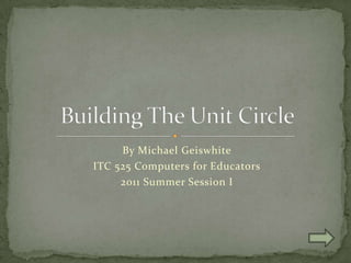 By Michael Geiswhite
ITC 525 Computers for Educators
     2011 Summer Session I
 