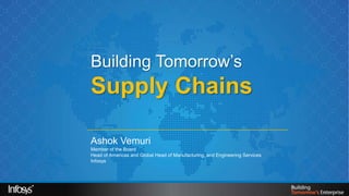 Building Tomorrow’s
            Supply Chains

            Ashok Vemuri
            Member of the Board
            Head of Americas and Global Head of Manufacturing, and Engineering Services
            Infosys




12/2/2012                                                                                 1
 