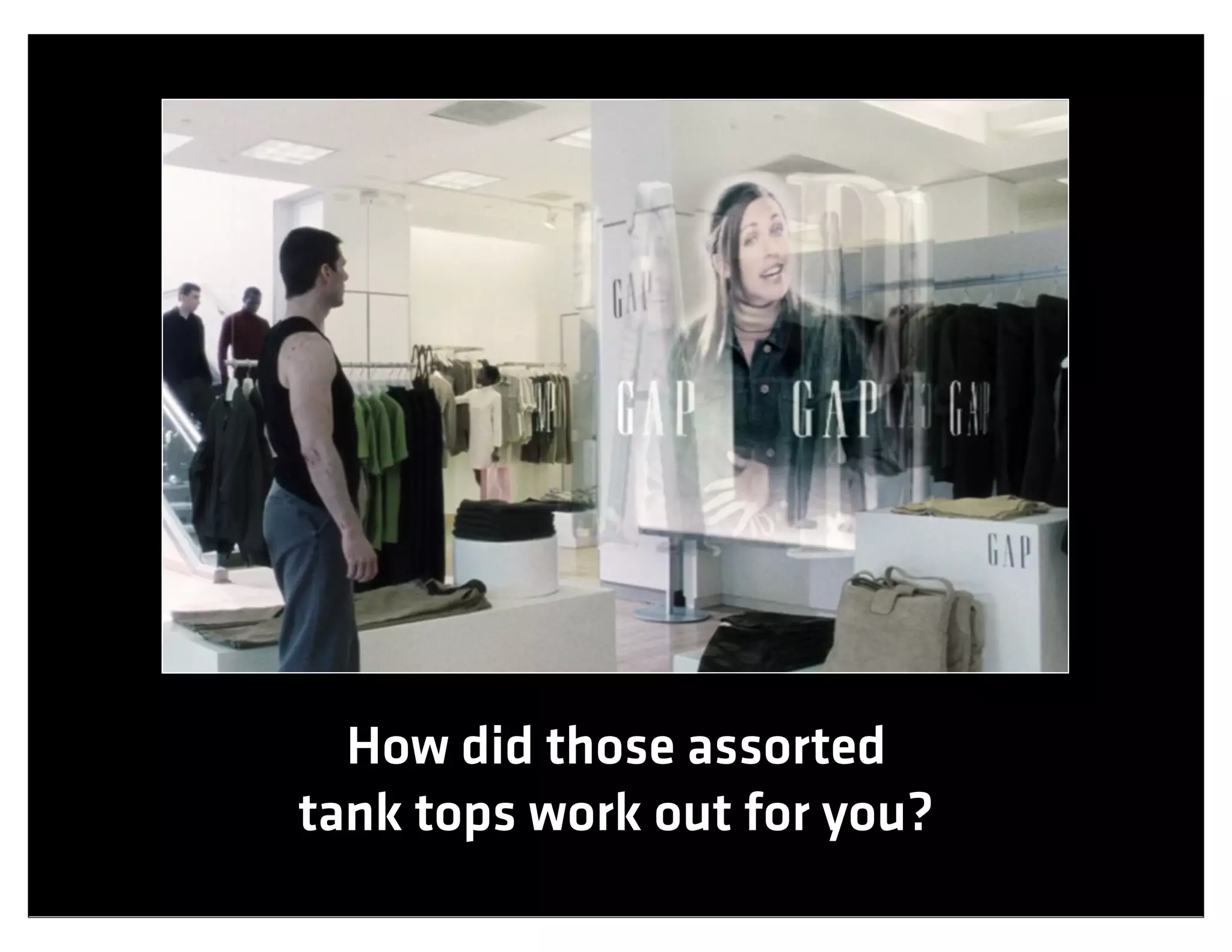 How did those assorted
tank tops work out for you?
 