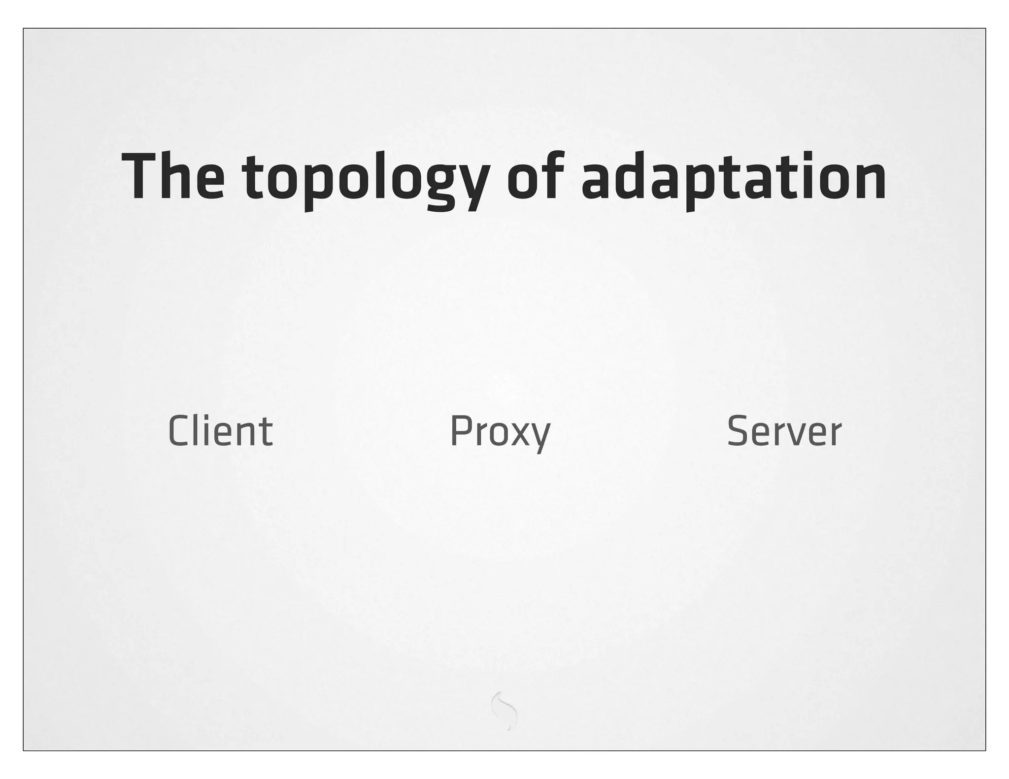 The topology of adaptation


 Client    Proxy    Server
 