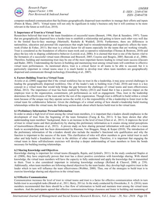 BUILDING TRUST IN A VIRTUAL TEAM: A CONCEPTUAL FRAMEWORK | PDF