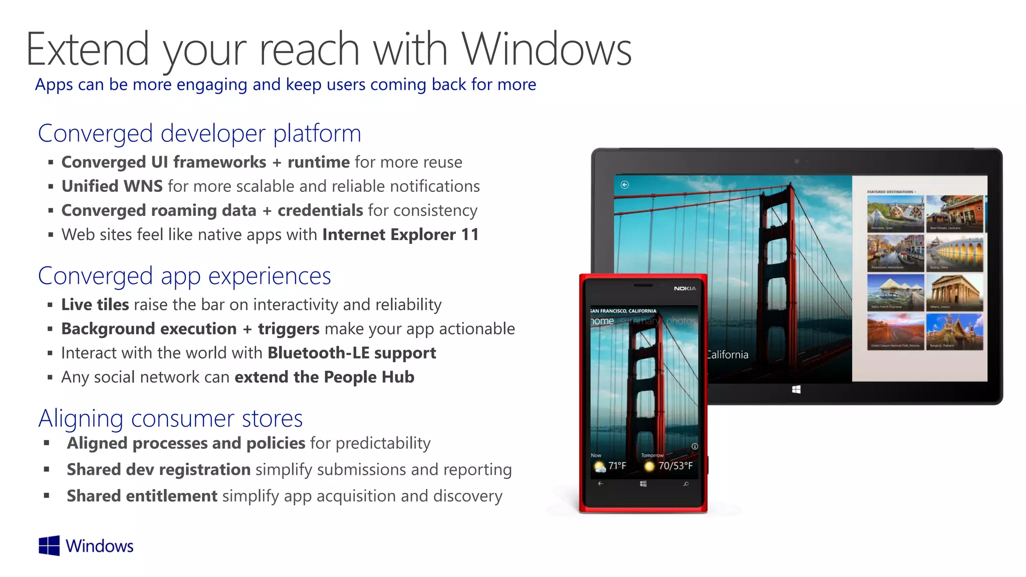 | |
A converged developer platform enables you to do more with the same code and skillset
 
