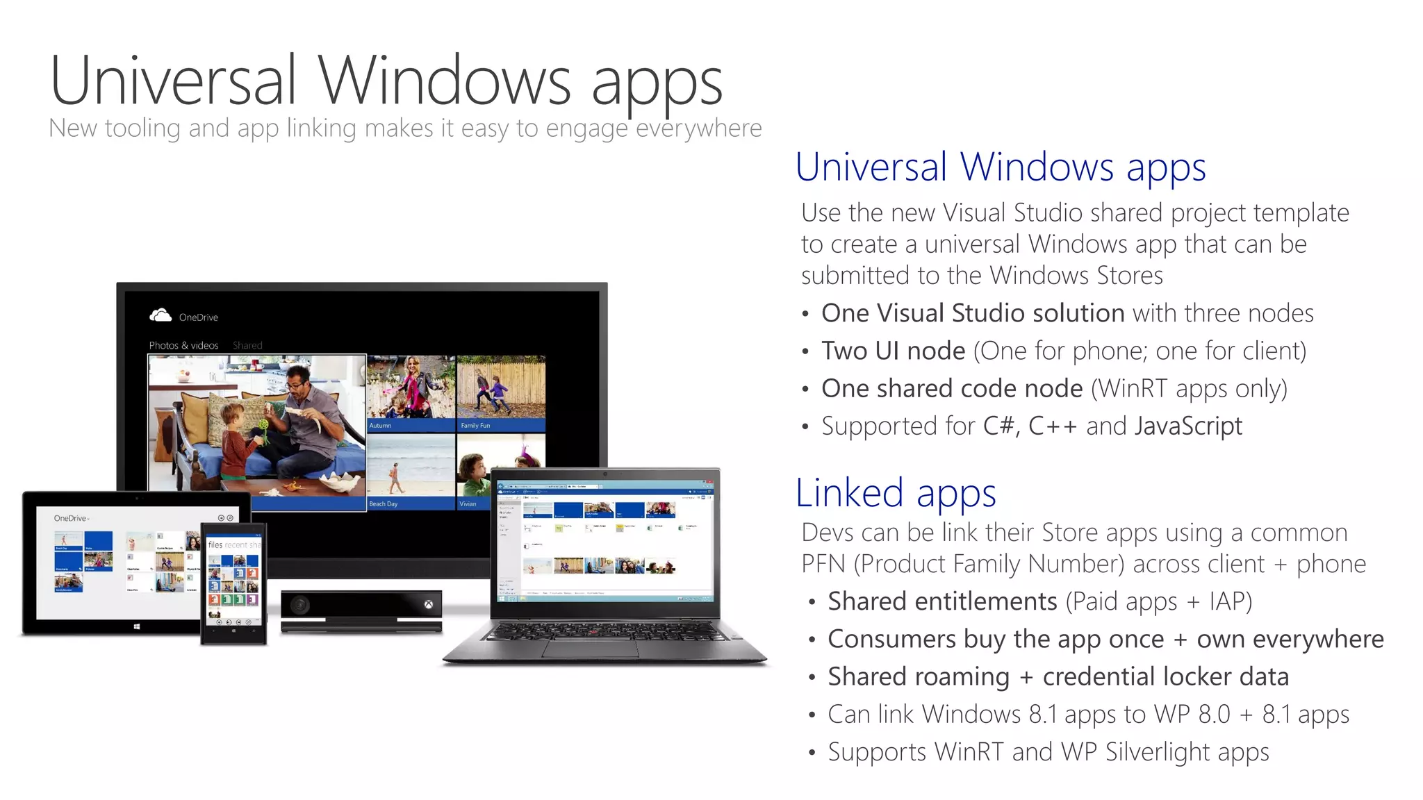 Visual Studio streamlines developing universal
Windows apps
 