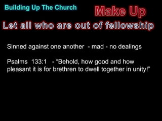 Sinned against one another - mad - no dealings

Psalms 133:1 - “Behold, how good and how
pleasant it is for brethren to dwell together in unity!”
 
