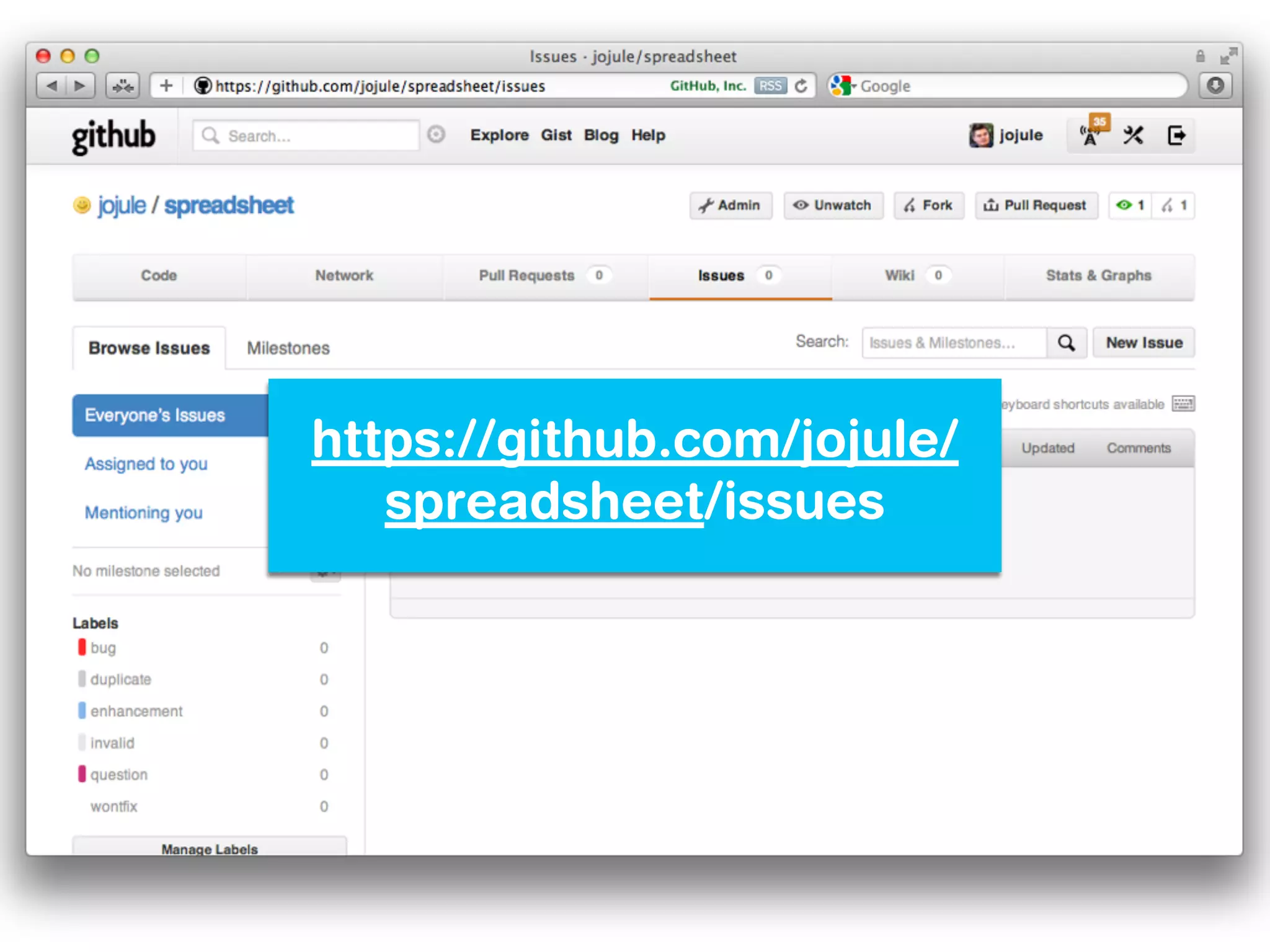 https://github.com/jojule/
spreadsheet/issues
 