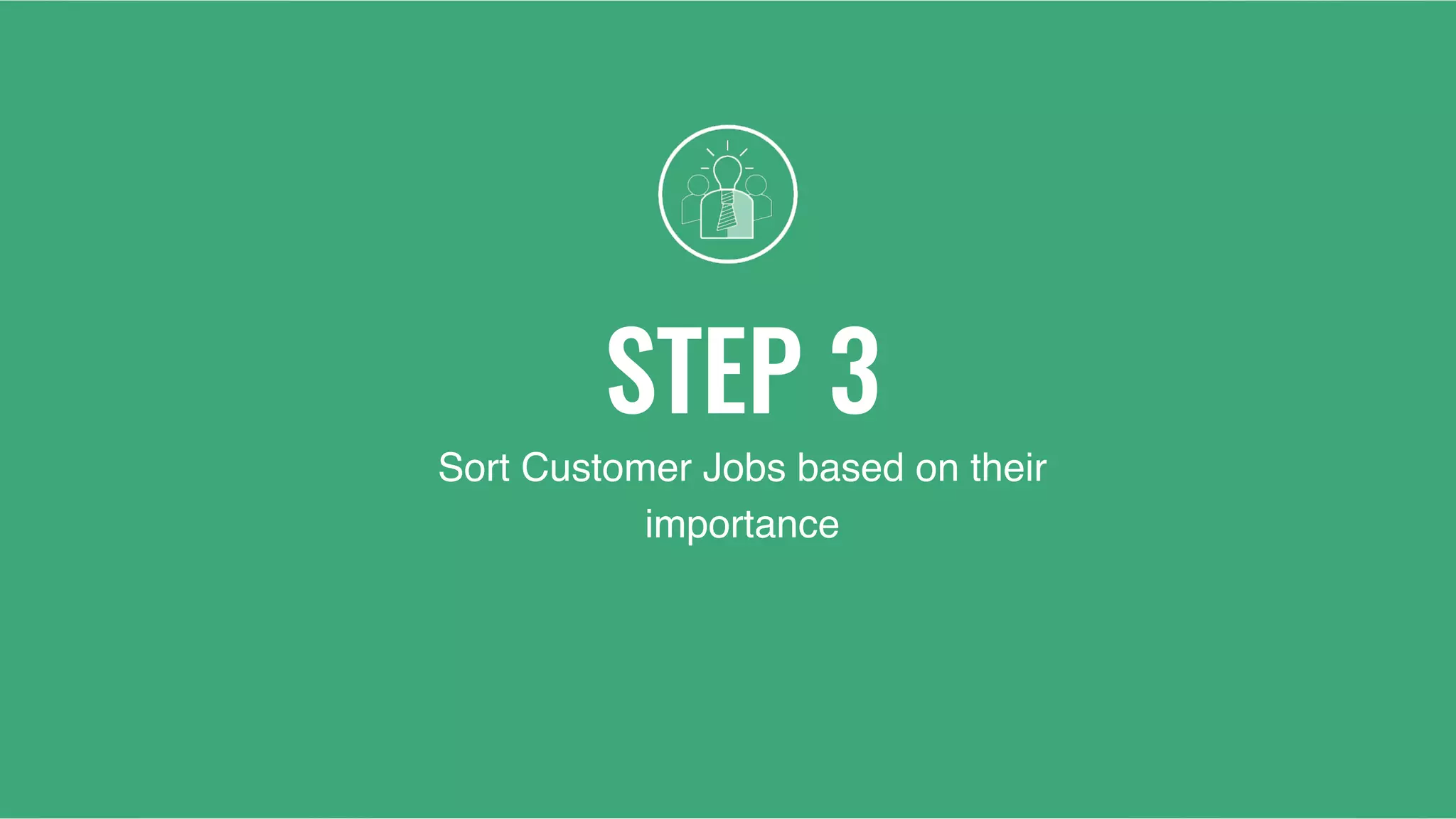 STEP 3
Sort Customer Jobs based on their
importance
 
