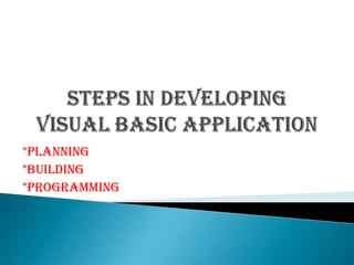 Building visual basic application | PPTX | Computing | Technology ...