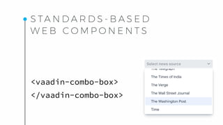 S TA N D A R D S - B A S E D
W E B C O M P O N E N T S
<vaadin-combo-box> 
</vaadin-combo-box>
 