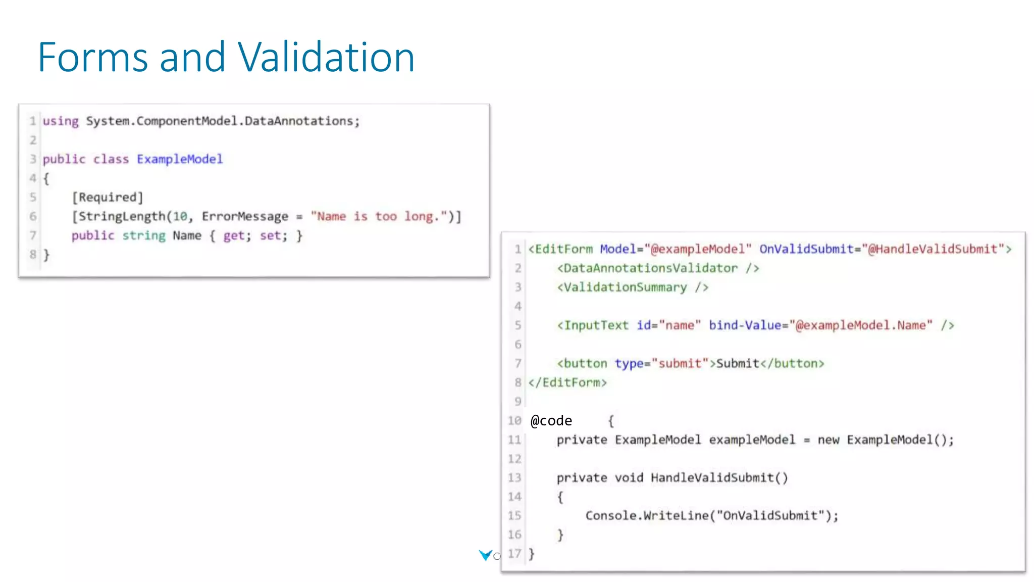 Forms and Validation
35
@code
 