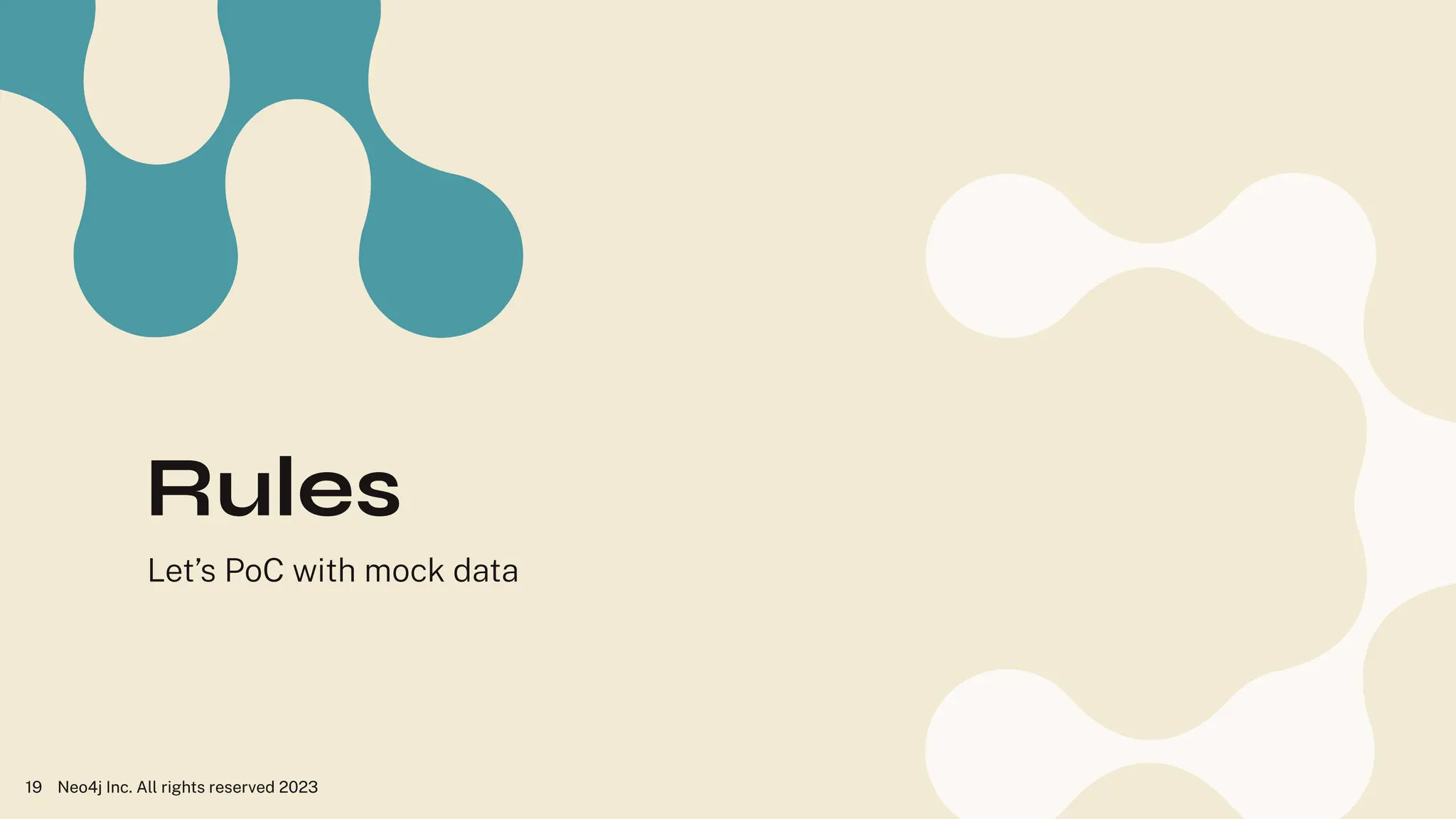 Rules
Let’s PoC with mock data
Neo4j Inc. All rights reserved 2023
19
 