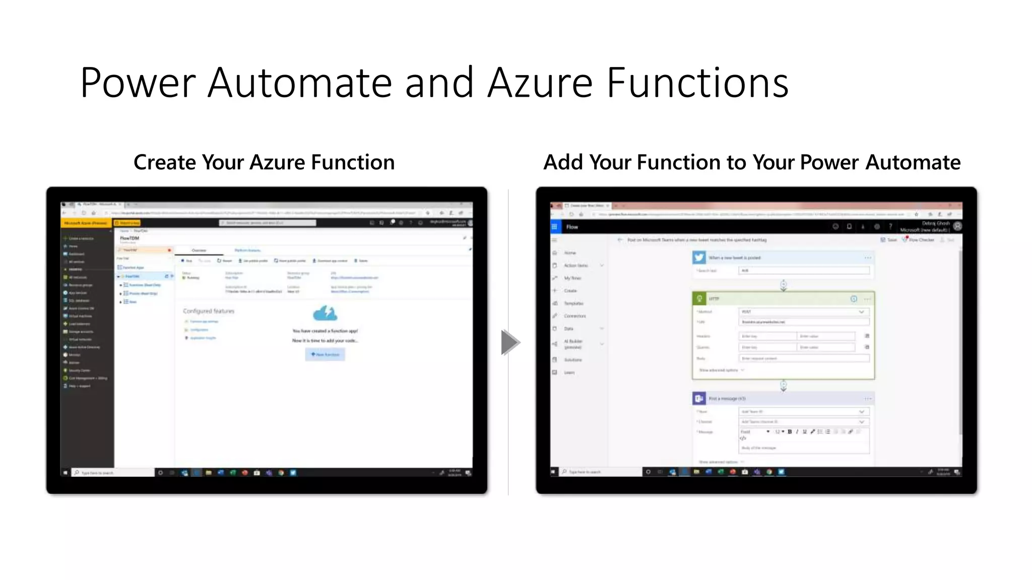 Power Automate and Azure Functions
Create Your Azure Function Add Your Function to Your Power Automate
 