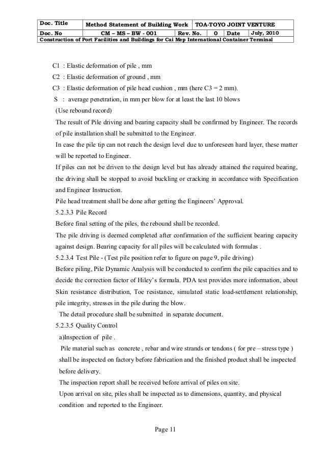 Building work method statement cm - ms- bw - 001