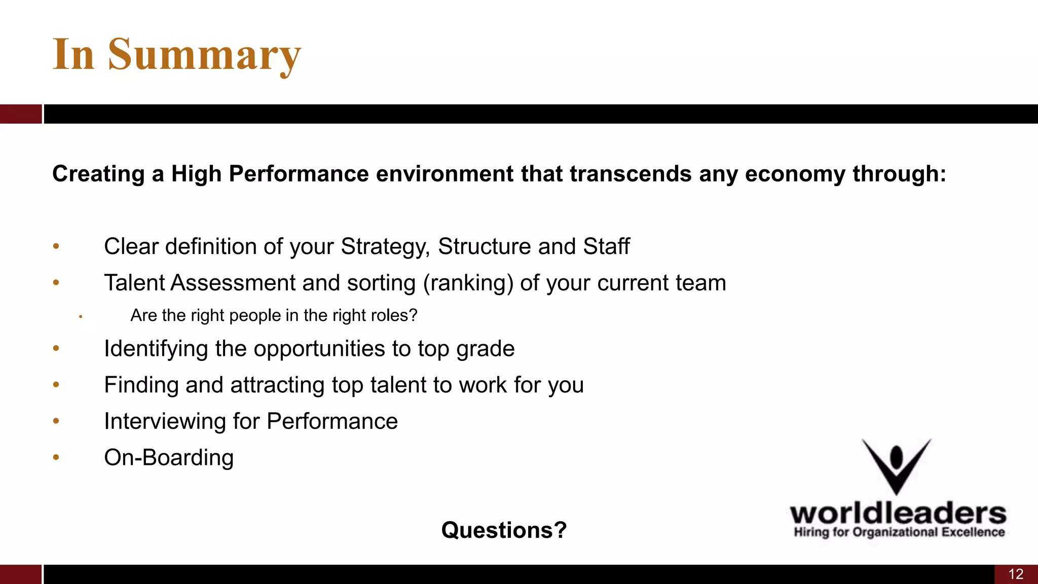 Building World Class Teams May 2009