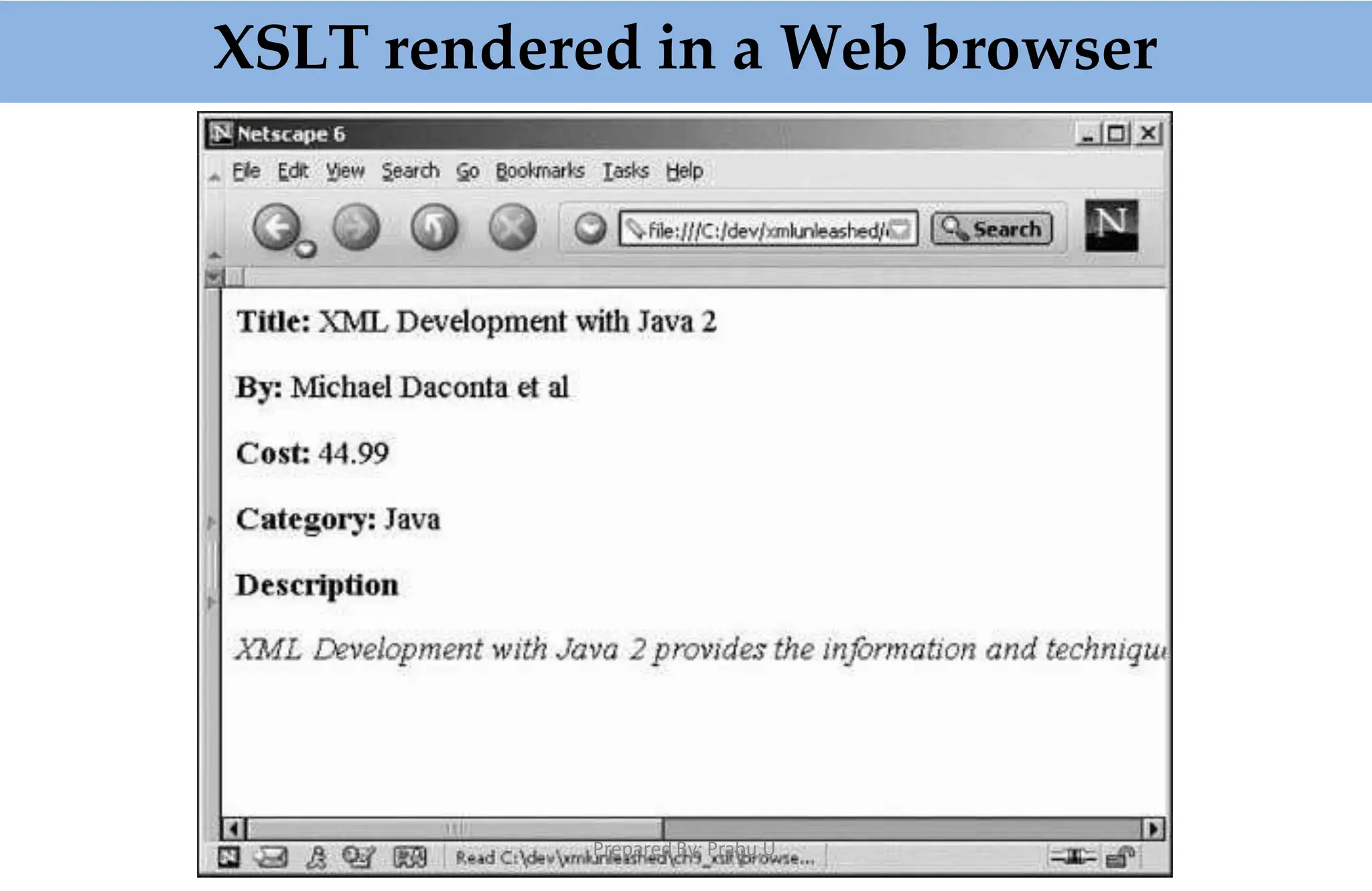 XSLT rendered in a Web browser
Prepared By: Prabu.U
 