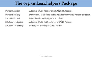 The org.xml.sax.helpers Package
Prepared By: Prabu.U
 
