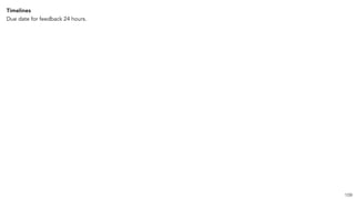 Timelines
Due date for feedback 24 hours.
109
 