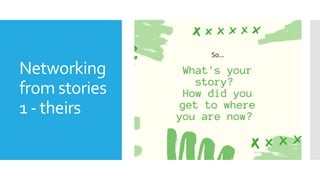 Networking
from stories
1 - theirs
 
