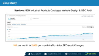 Case Study
100 per month to 2,000 per month traffic - After SEO Audit Changes
By Anuj Dalal anuj@zestard.com www.zestard.com
Services: B2B Industrial Products Catalogue Website Design & SEO Audit
 