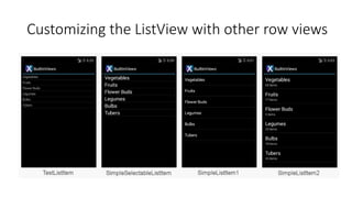 Customizing the ListView with other row views
 