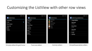 Customizing the ListView with other row views
 